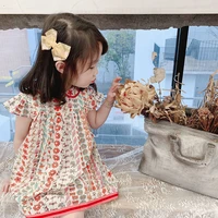 childrens dress 2022 summer new red small floral breathable cute princess dresses toddler girl clothes