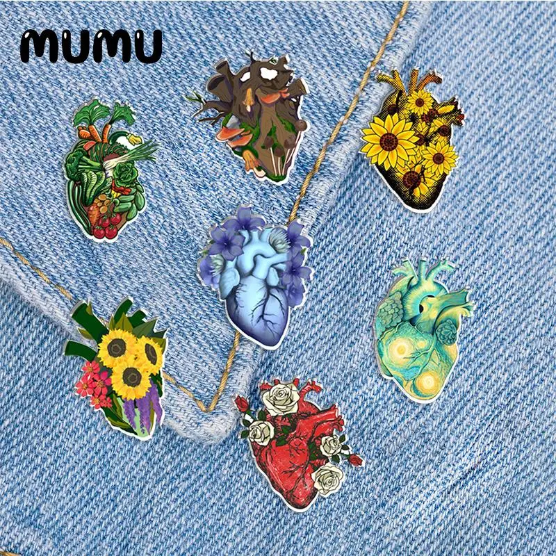 Новинка 2023 анатомическая брошь в виде сердца с цветком булавка для лацкана