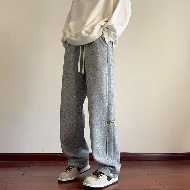 Повседневные мужские брюки свободного кроя летние серые спортивные с прямыми