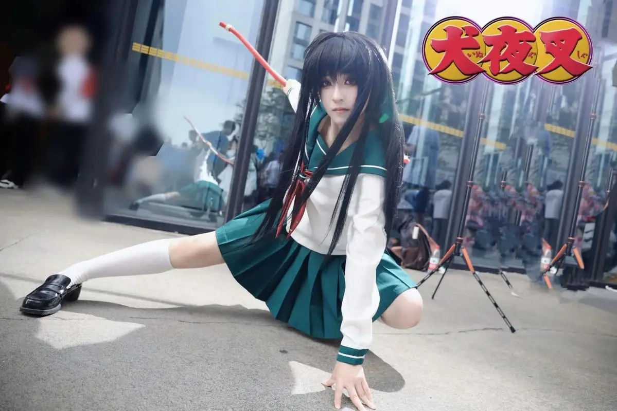 Фото Higurashi Kagome Косплей Костюм Аниме Inuyasha Kagome Косплей Сейлор Школьная форма Студенческая юбка Хэллоуин Женщины Девушка Cos №5