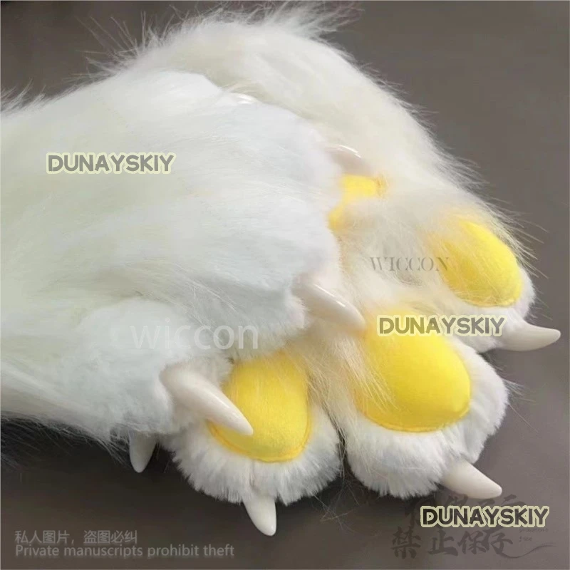 Аниме Fursuit Кигуруми Косплей Пушистые Когти Ногти Перчатки Носимые Животные Лапы