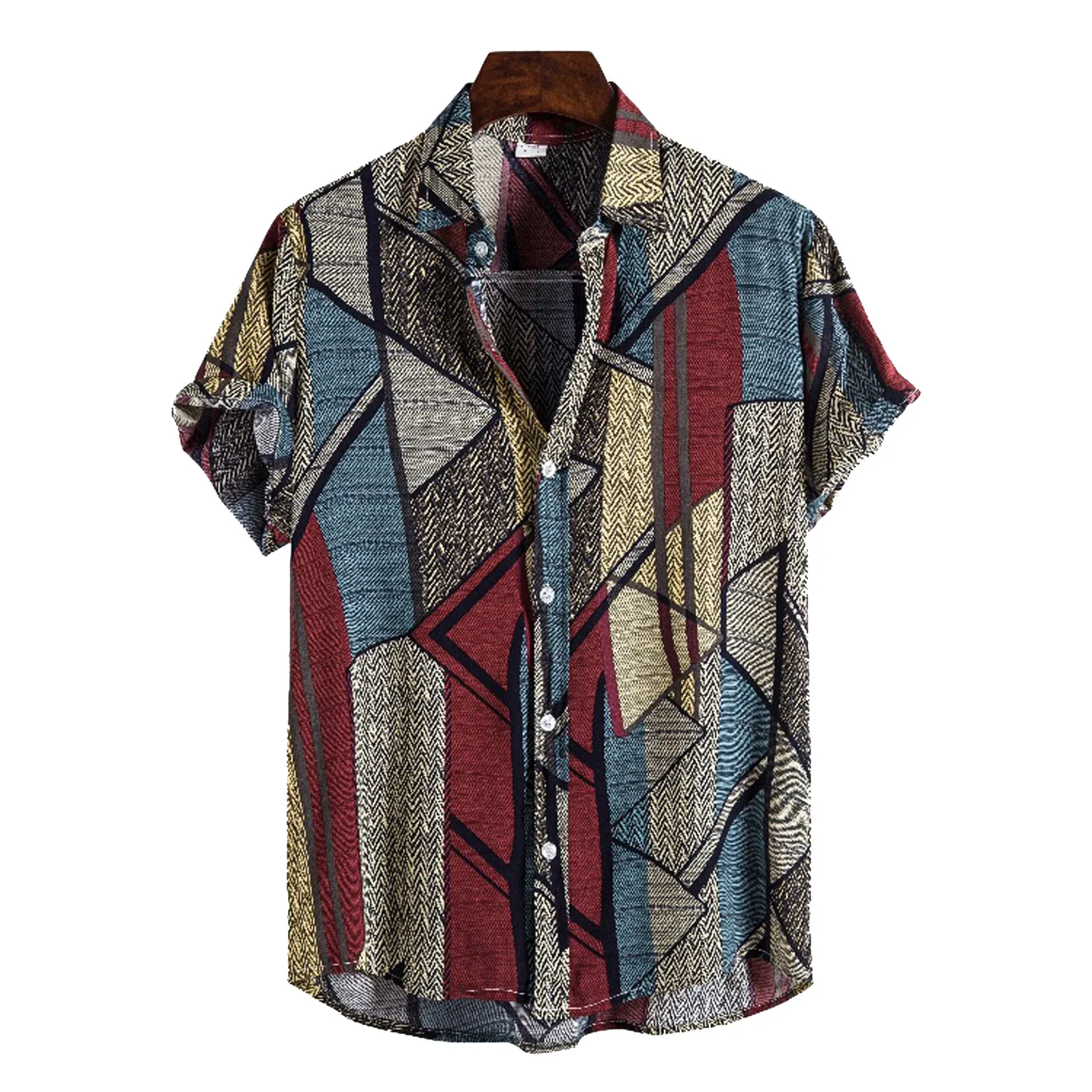 

Men's Men's Flower Hawaiian Shirt Turtleneck Short Cardigan Sleeve Shirt Men Shirts Boy 10