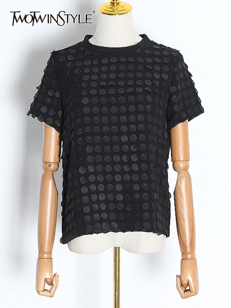 

Женская Лоскутная футболка twotwin2, черная Повседневная футболка с круглым вырезом и коротким рукавом, модная одежда 2022