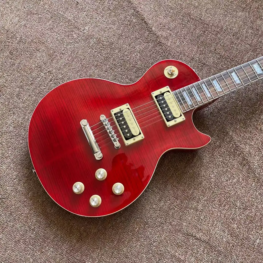 

Custom shop Standard electric guitar Red color tiger flame top mahogany body gitaar 6 stings