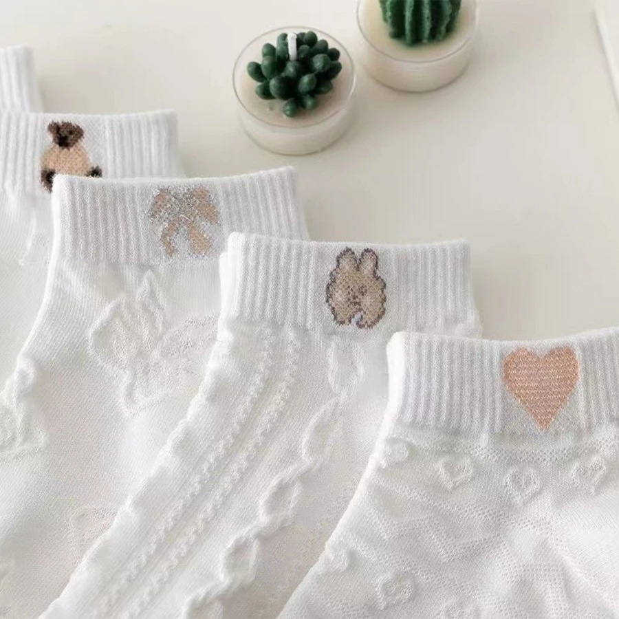 5 Pairs 2023 New Summer Short Women Cartoon Socks Low Tube Cool Socks Set Cuter Print Ankle Foot Cover Fashion New Kawaii Sock