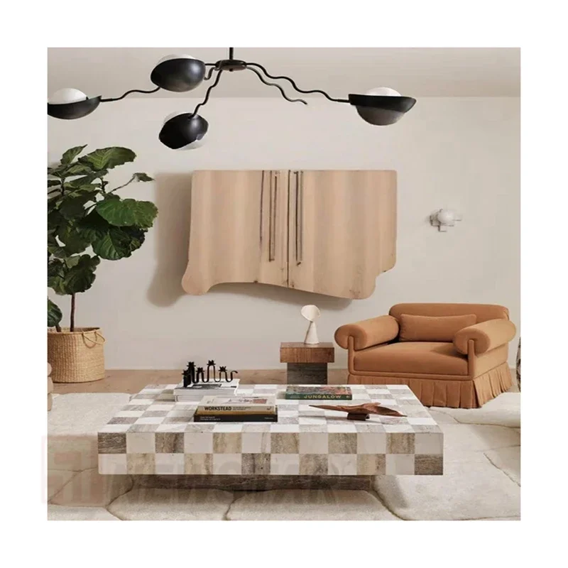 Фото Newstar Rojo Alicante красный натуральный мрамор квадратный журнальный столик шахматный столик белого цвета современный мраморный журнальный столик №4