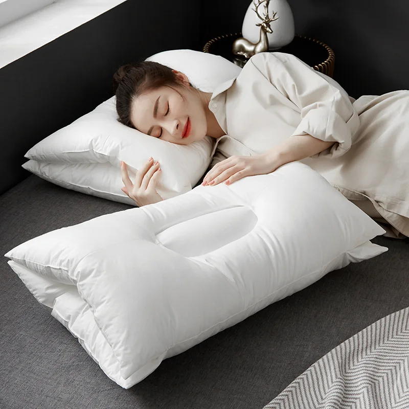 

2022 New Cotton Pillow Core 100% Cotton Sleep Anti-Snoring Pillow A Type Massage Spa Neck Pillow Antibacterial Anti-Mite Pillow