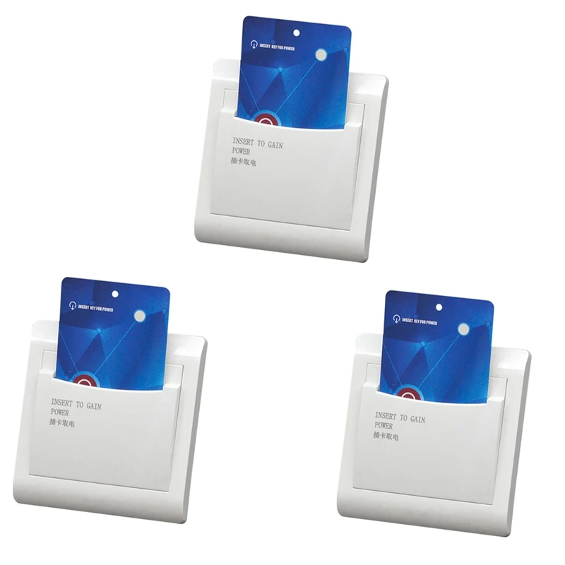 

3X With 3 Card Hotel House Guest Room Wall Reader Switch 40A Energy Saving Insert Key For Power