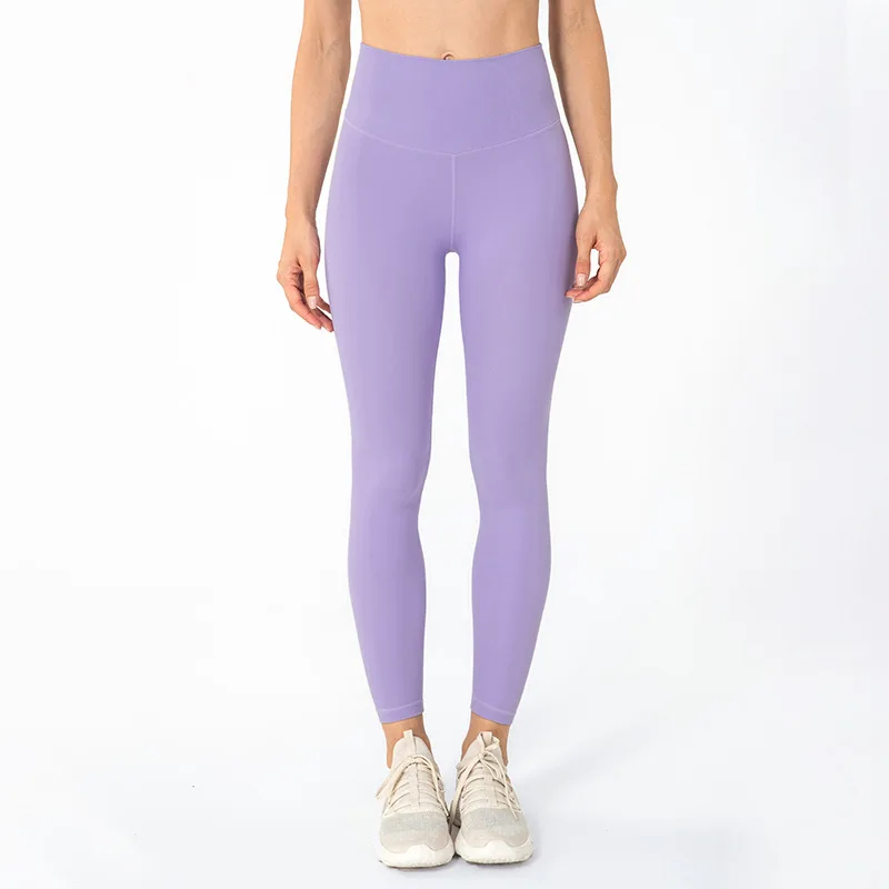 

New tight double-sided brushed nude feel yoga pants women High waist hip lift skin-friendly yoga ninth pants