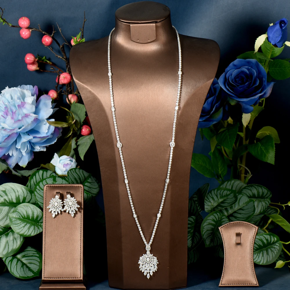 

HIBRIDE Высокое качество ювелирные изделия из Саудовской Аравии наборы для женщин Свадебное ожерелье серьги набор кубический циркон Дубай Свадебные ювелирные изделия N-1602