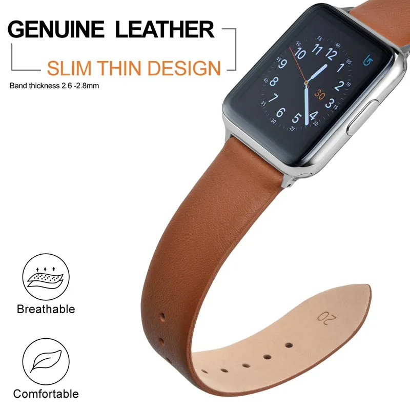 ANNEFIT Watch Straps 16mm 18mm 20mm 22mm, Calfskin Leather Band with Stainless Steel Buckle