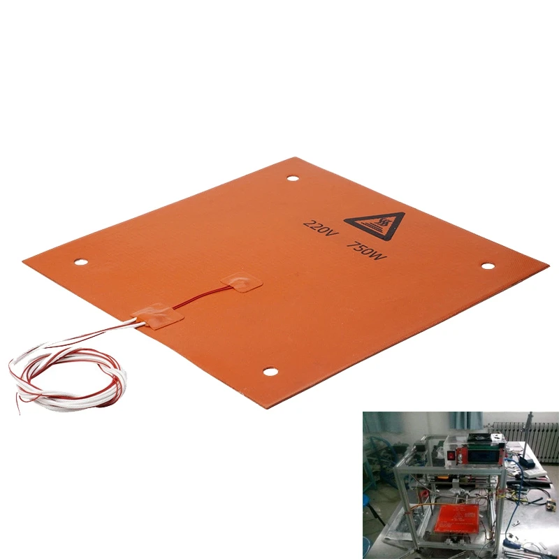 

750W 220V 310X310mm Silicone Heated Bed Heating Pad For CR-10 3D Printer