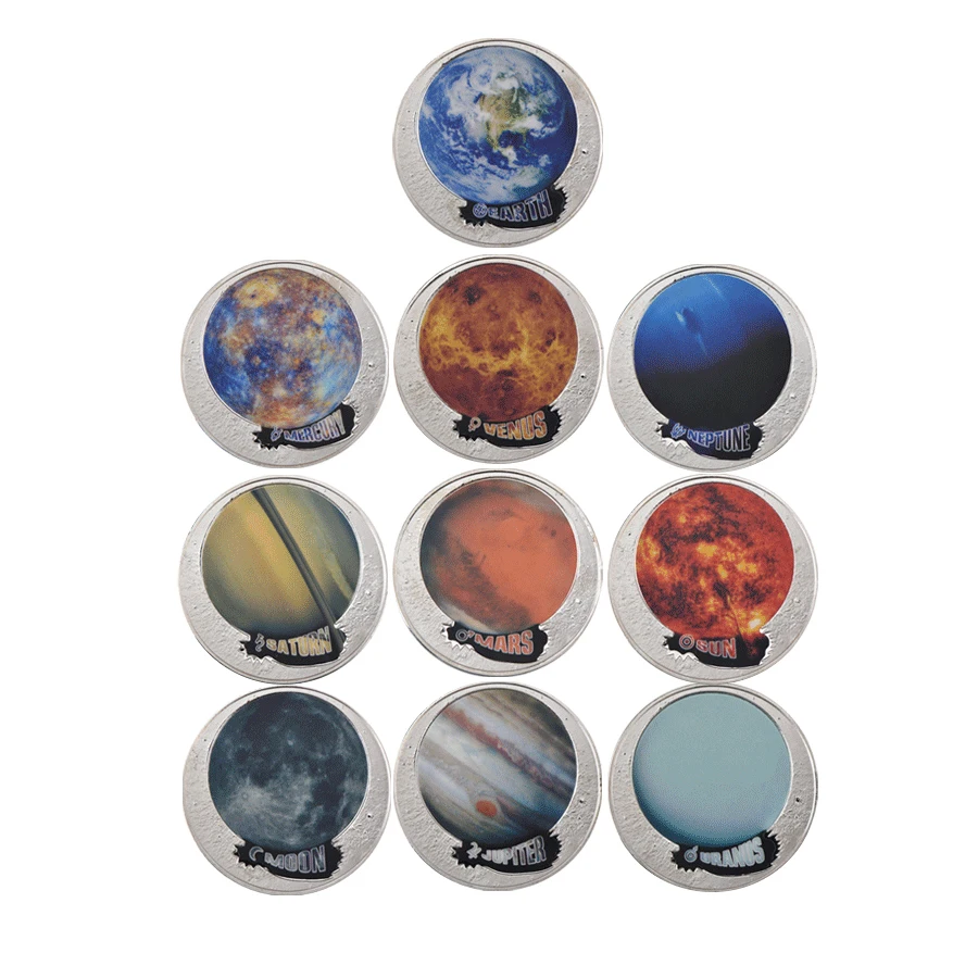 

10pcs metal Solar System Silver Coins COLLECTION PLANETS. EARTH.MARS.SUN Coin Galaxy Bullion Coin Medal Gifts Souvenirs