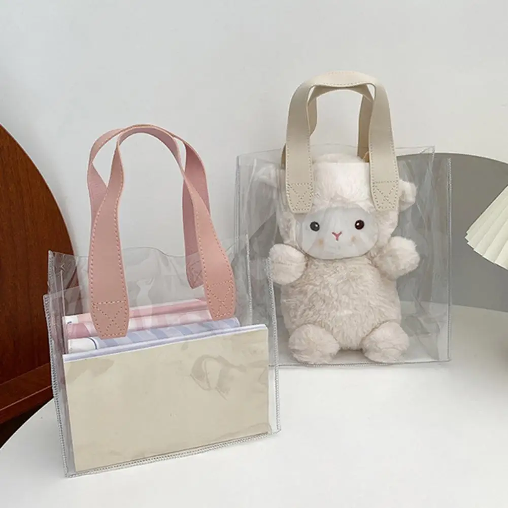 

Прозрачная Сумка-тоут из ПВХ, вместительный тоут с ручками, водонепроницаемый уличный мешок для покупок