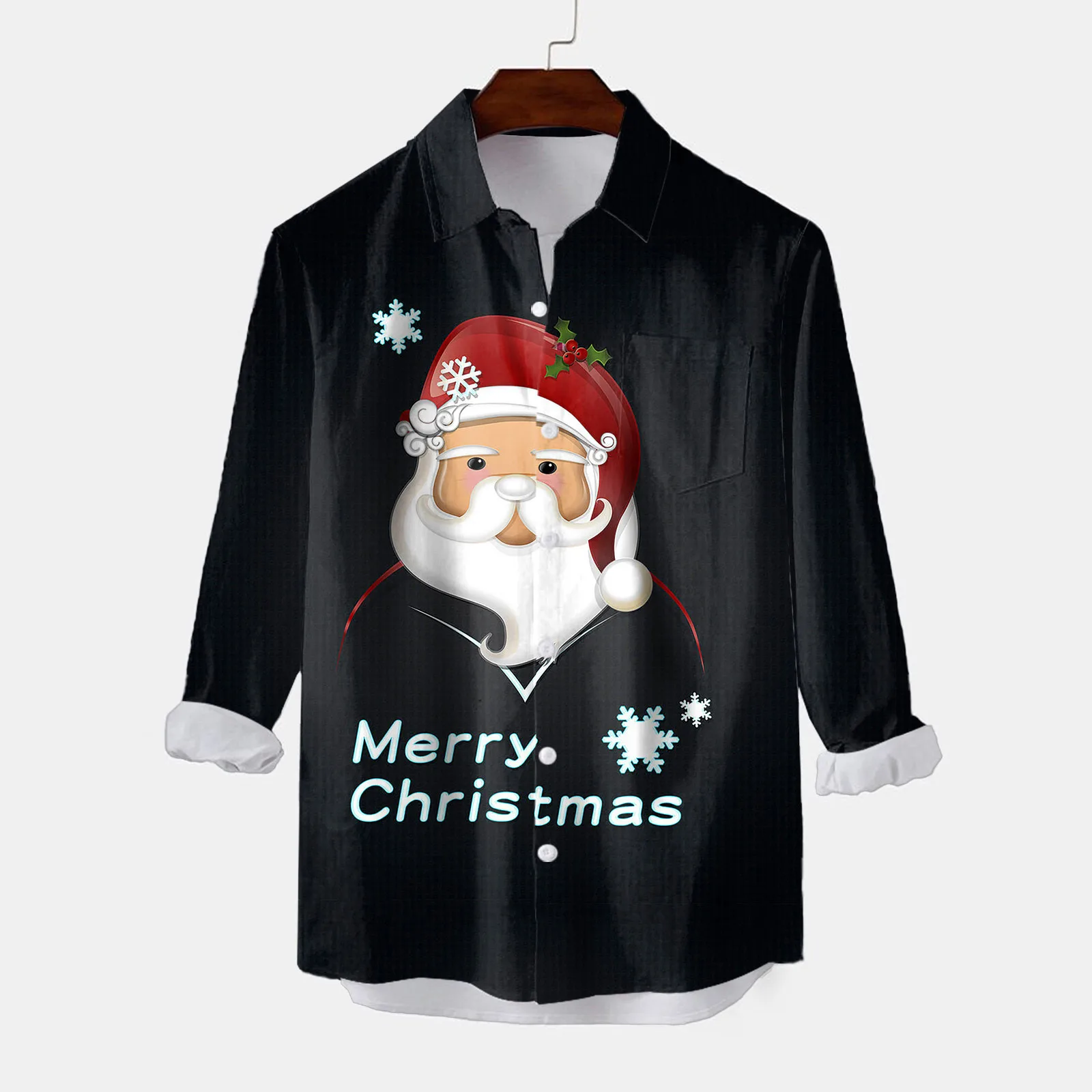

Men Long Sleeve Shirt Christmas Shirt Banquet Holiday Santa Claus Cartoon Printed Top Fashion Cartoon Xmas Men Long Sleeve Shirt