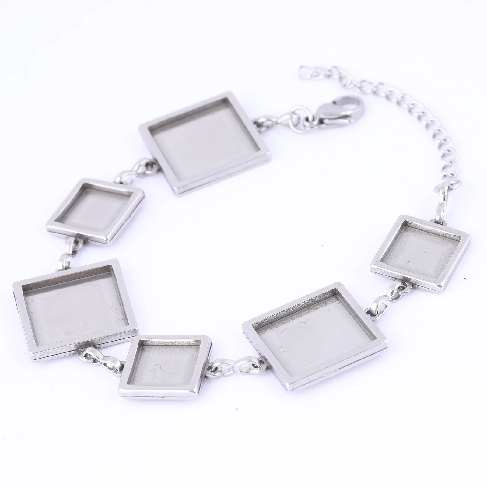 

2pcs Fit 10mm 15mm Square Cabochon Bracelet Base Setting Blanks Diy Bezels Findings For Bracelets Jewelry Making Supplies