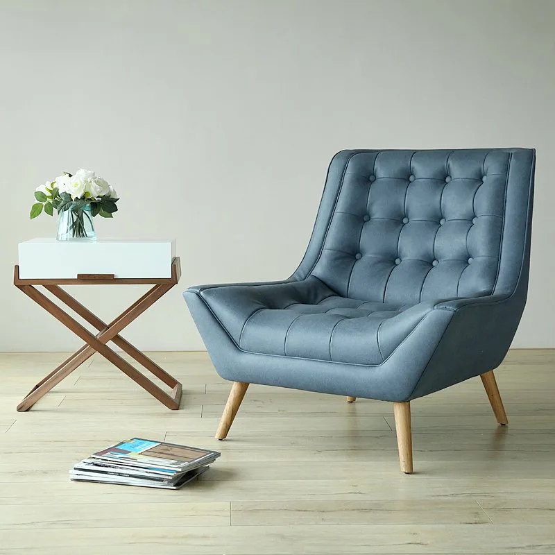 

Nordic Modern Single Sofa Chair Retro Casual leather Art small Sofa American Simple Leisure Study Sofa Cchair