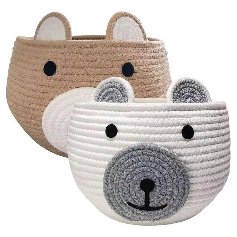 

Woven Storage Basket Hand Woven Storage Organize Boxs Sundries Round Cartoon Shelfs For Snacks Blankets Pillows Home Storage