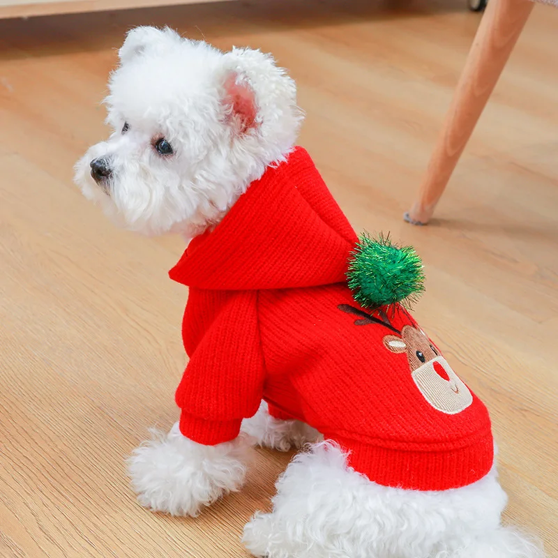 

2022 Winter Christmas Snowman Pet Dog Clothes Dress Cotton Woolen Skirt Princess Warm Clothing For Small Dogs Apparel Supplies