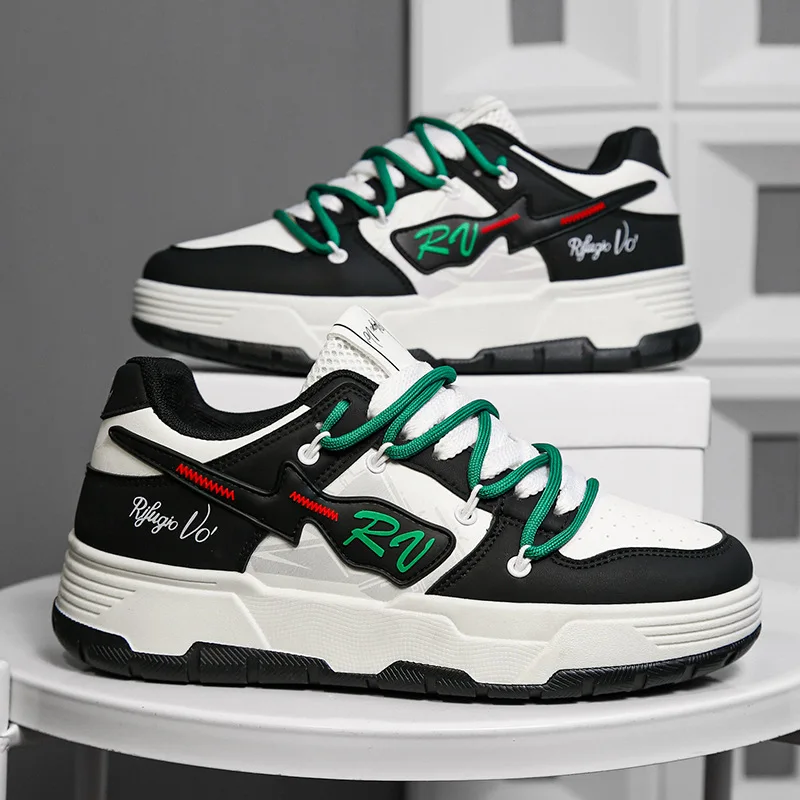 

2023 New Mens Casual Shoes Quality PU Leather Shoes for Men Lace-up Breathable Fashion Loafers Autumn Flats Sneakers for Men