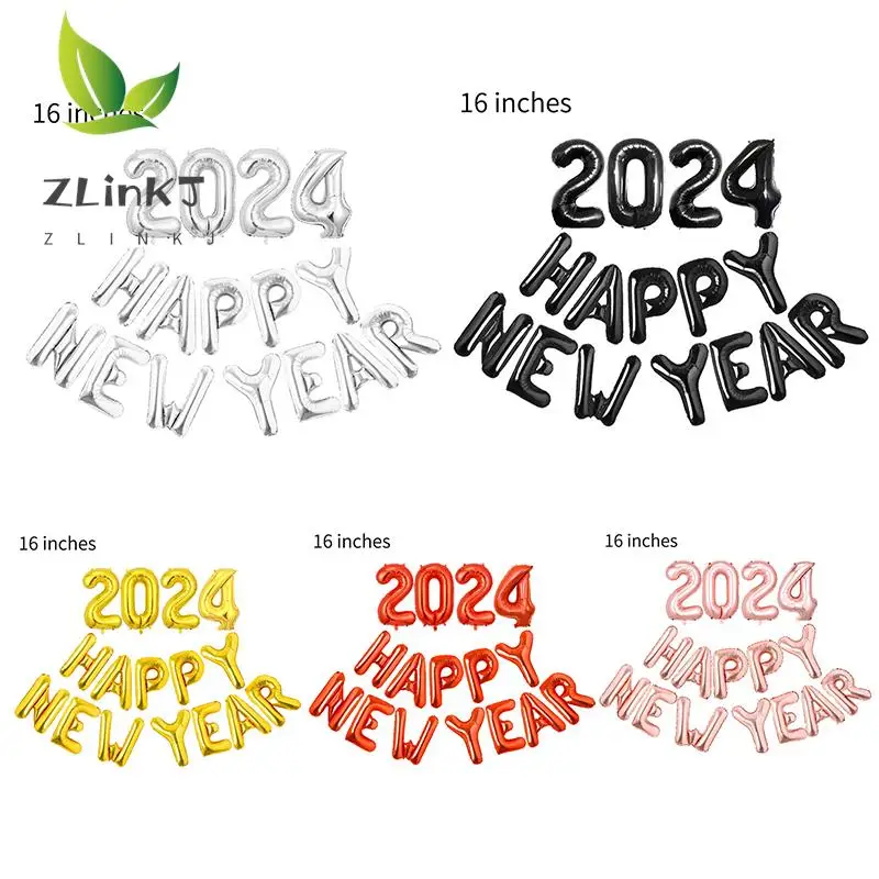 

16 Inches New Year 2024 Number Letter Balloons Gold Silver Balloon Happy New Year Christmas Party Decorations For Home