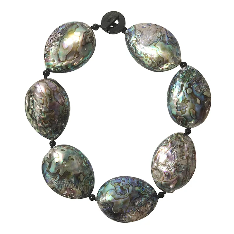 

Natural Approx. Size Around 36x55mm Paua Abalone Shell Necklace 50CM