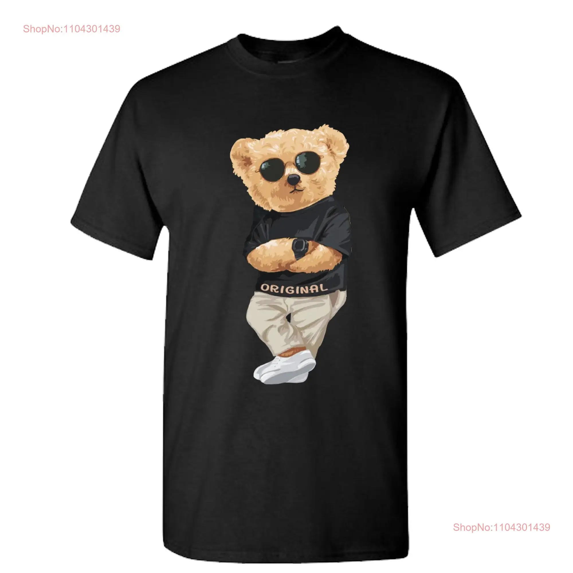 Beautiful teddy bear t shirt american unisex dtf print animal design crew neck long or short sleeves