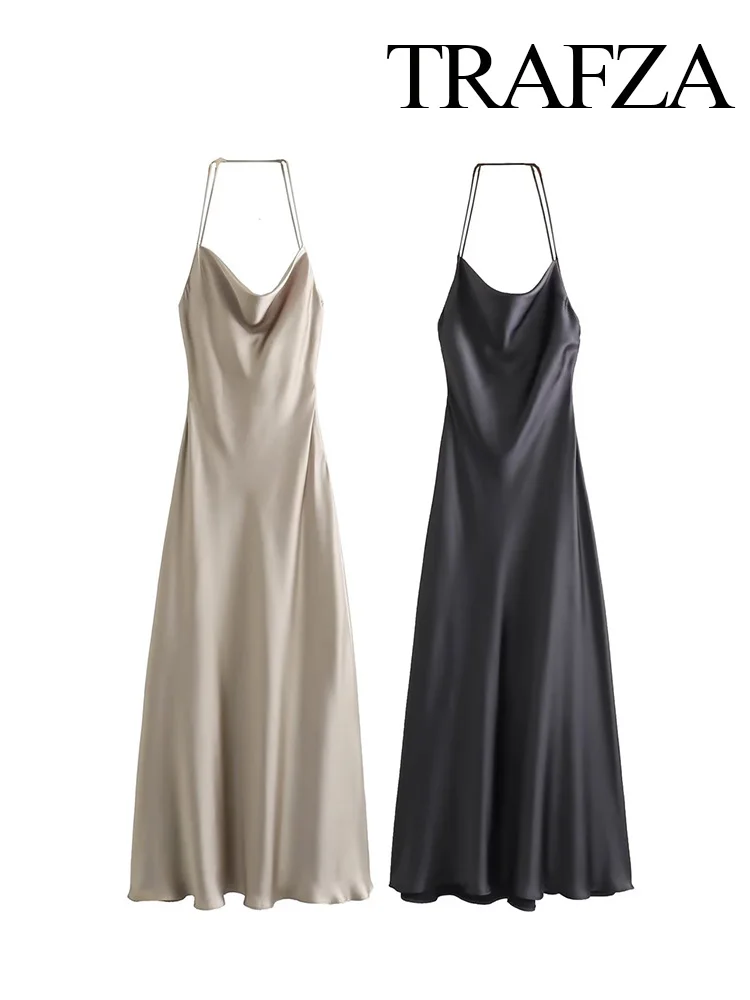 

Платье женское однотонное без рукавов, с открытой спиной, на бретелях