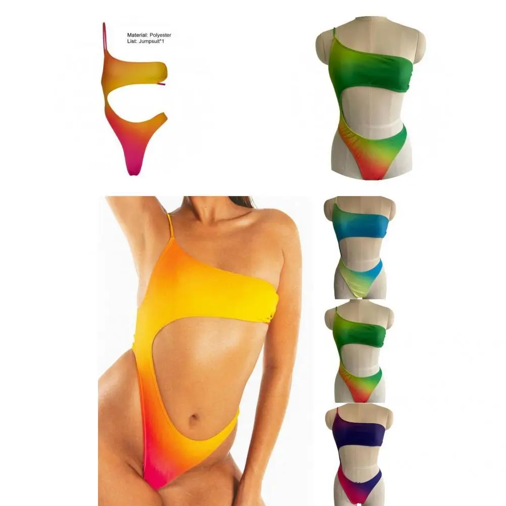 

Женский Монокини привлекательный сплошной купальник на одно плечо с открытой спиной с мягкими чашечками купальник