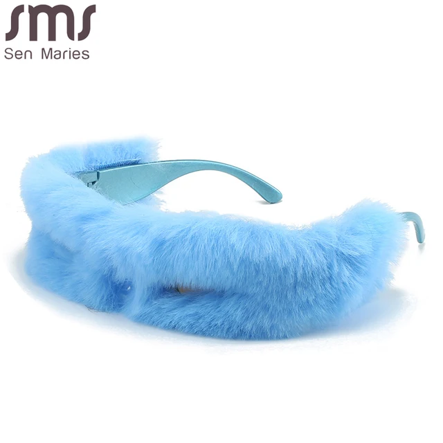 Fashion Soft Full Woollen Sunglasses New Women Men Y2K Trends Cat Eye Fur Velvet Sun Glasses Female Designer Eyeglasses Oculos 2