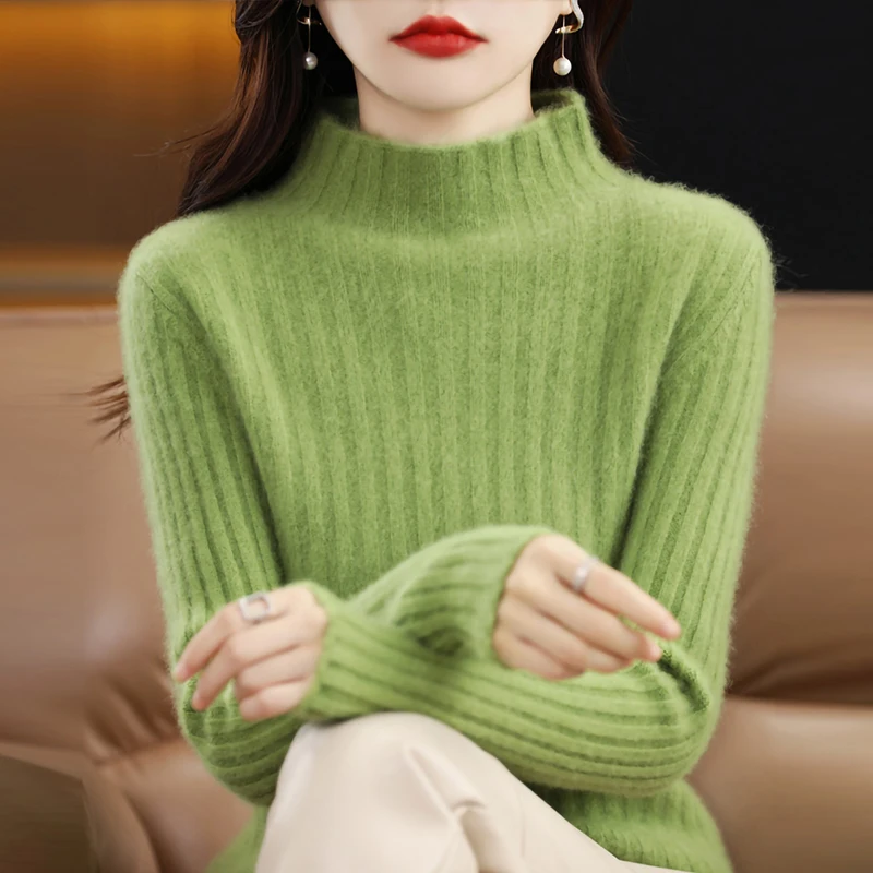 

LONGMING Merino Wool Pullovers Knit Women Sweater Cashmere Knitwears Sweaters Tops 2023 Spring Jumper Clothes Korean Fashion y2k