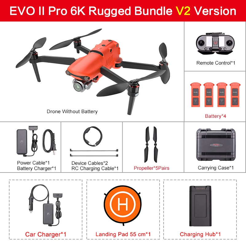 

Autel Original EVO II/Pro 6K RC Camera Drone V2 Dual Frequency 3-Axis Gimbal 9KM 40 Min Flight Quadcopter 1” CMOS 60fps HD Video