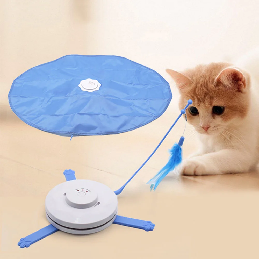 Автоматическая движущаяся мышь и перо для кошек 2 в 1, сумасшедшая игрушка, игрушка для домашних животных, тренировочная Подложка для кошек, Интерактивная ткань для домашних животных