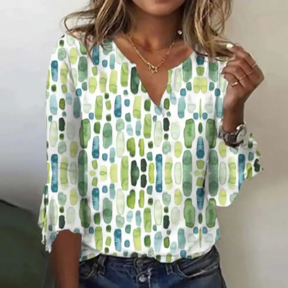 

Женская тонкая летняя блузка с V-образным вырезом и Расклешенным рукавом