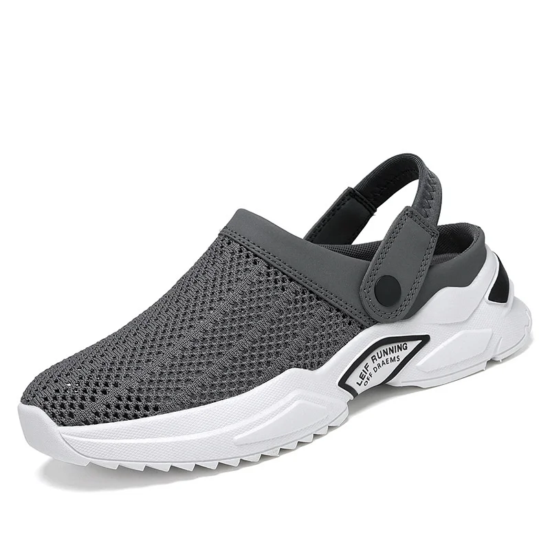 

2023Men Summer Sandal Mesh Mules Breathable Padded Beach Flip Flops Shoes Solid Flat Bath Slippers Outside Mens Slippers