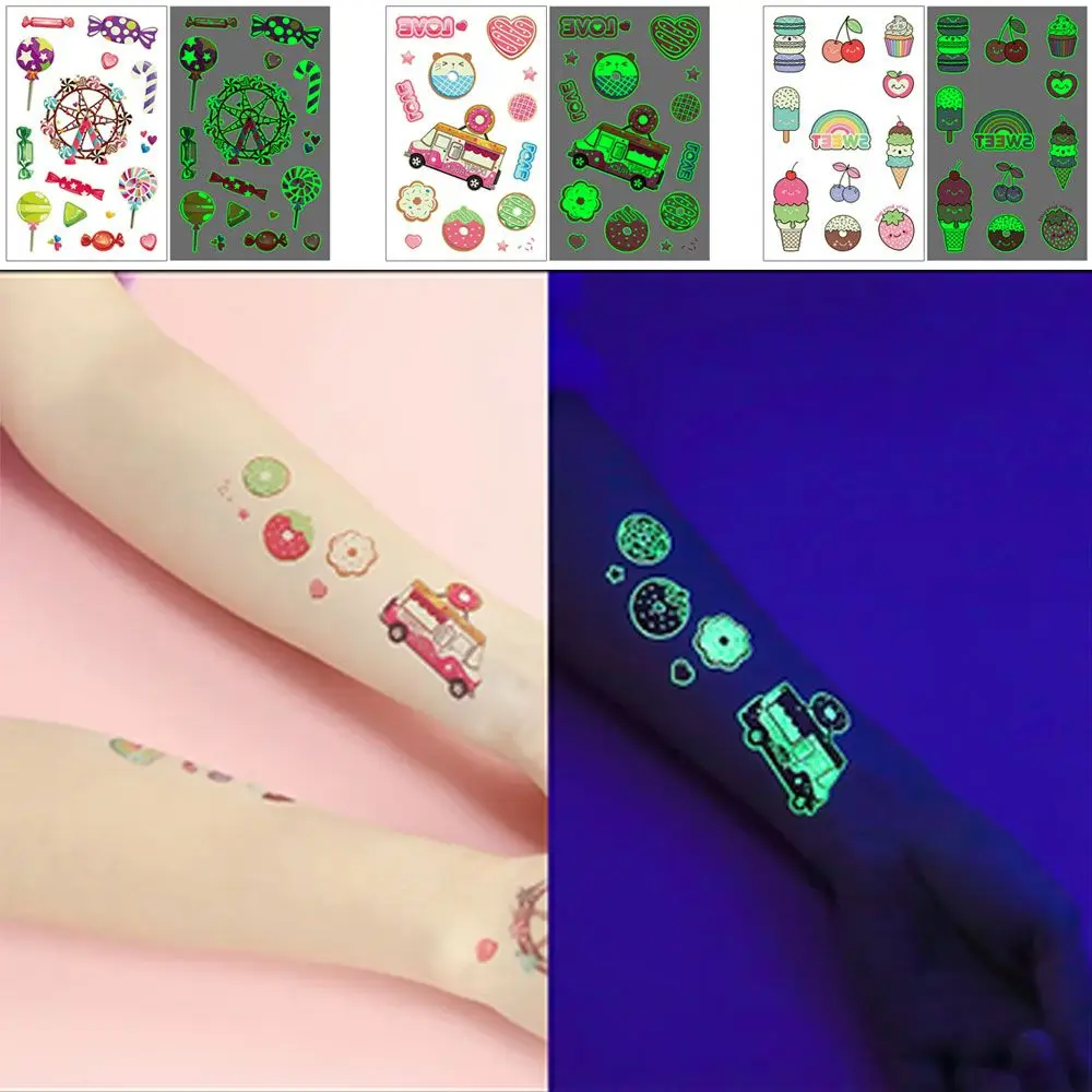 Светящиеся Татуировки для лица Временные татуировки десерт конфеты милая