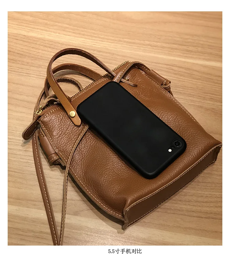 New Contrast Color Mini Shoulder Bag Women's Crossbody Bag Cowhide Art Small Bag Genuine Leather Handheld Original Handmade Bag