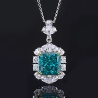 new fashion trend s925 silver inlaid 5a zircon colorful treasures ladies personality radiant cut square pendant