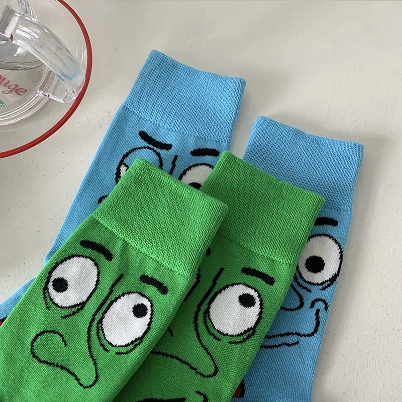 Funny cartoon illustration cotton socks, mid-tube socks for male and female couples  women socks men socks boy socks girl socks
