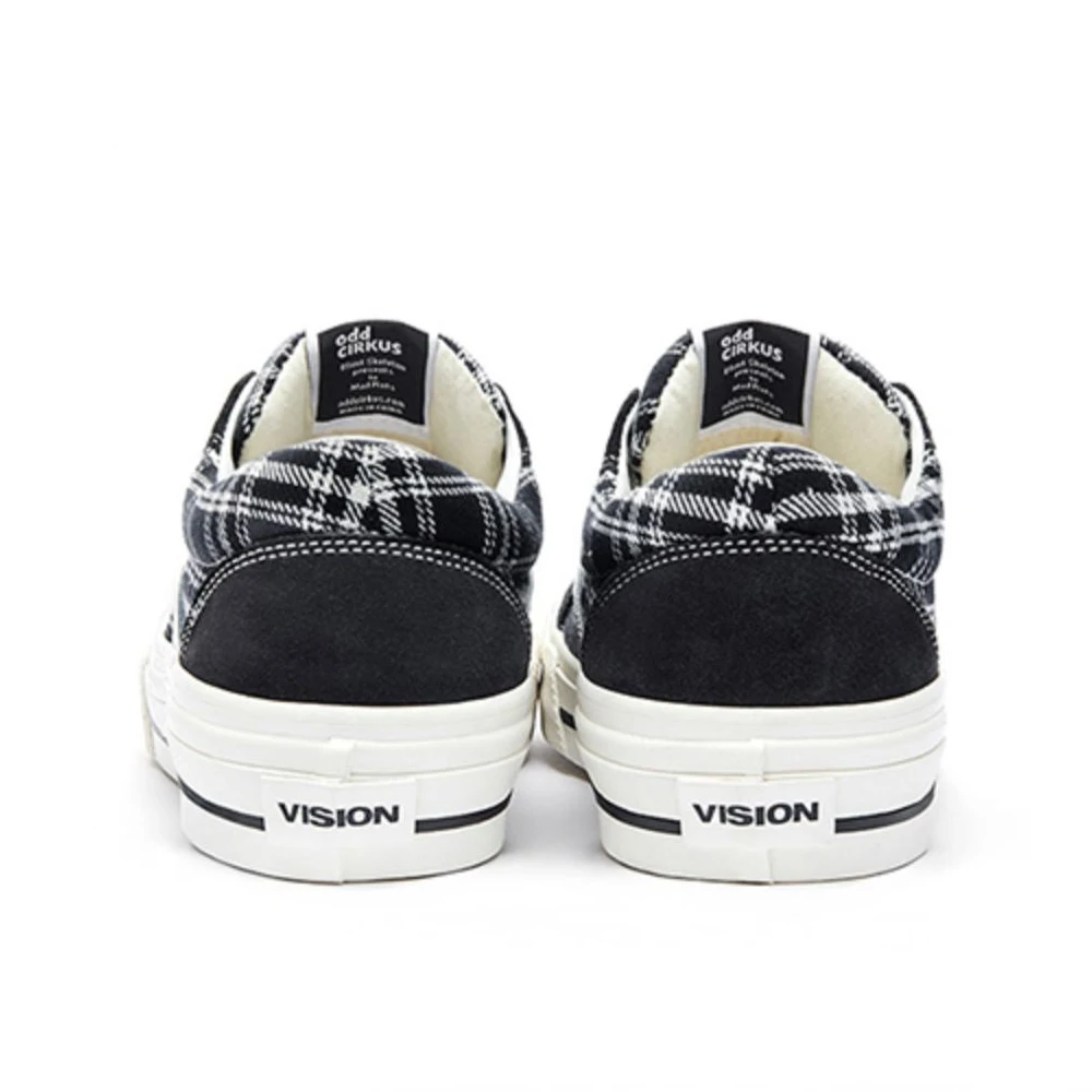 Vision Street Wear x Odd Classics Skateboarding Shoes Men Retro Low Top Suede Canvas Shoes Unisex Skate Sneakers Plaid Pattern