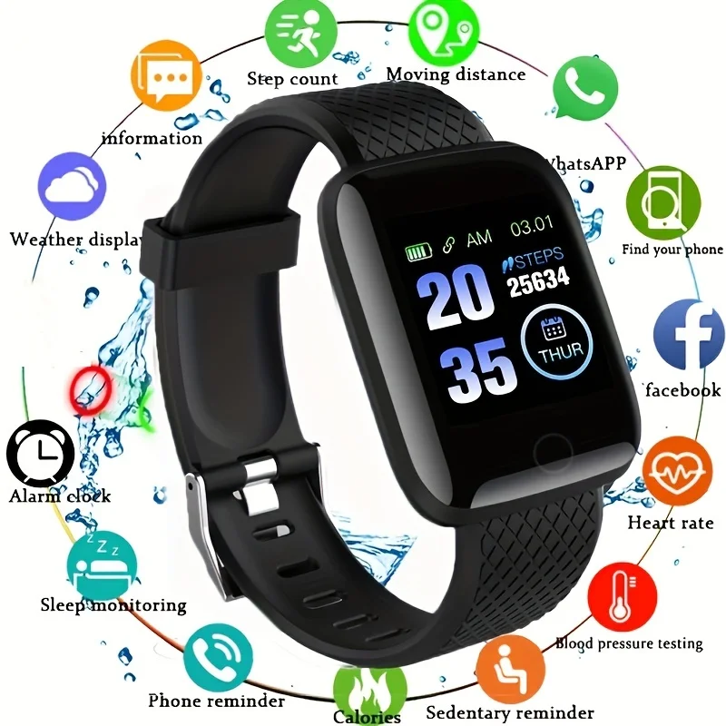 

Unisex Smart Watch, Wristband Sports Fitness Monitoring Track Heart Rate Call Message Reminder Pedometer Smart Watch