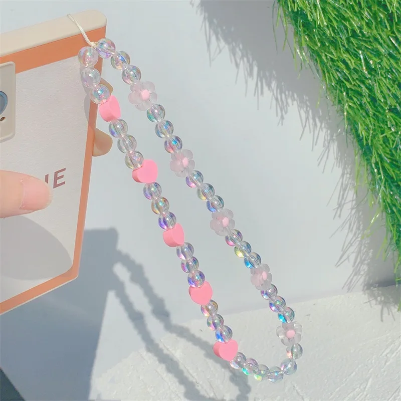 Милый и милый розовый ремешок в форме сердца для мобильного телефона Женская