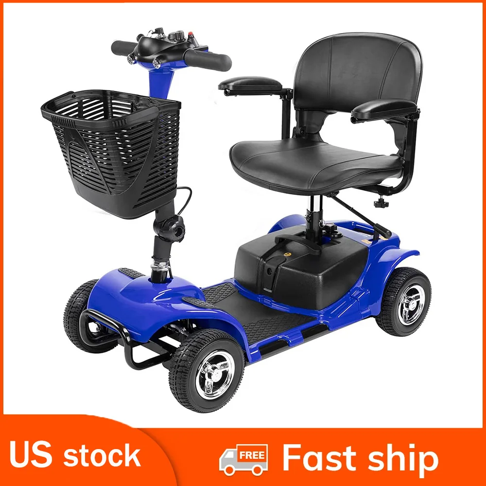 

4 Wheel Mobility Scooter Electric Power Mobile Wheelchair for Seniors Adult Collapsible Compact Duty Travel Scooter with Basket