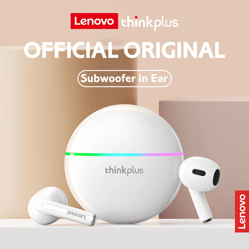 Оригинальные беспроводные наушники Lenovo XT97 TWS Bluetooth 5.2 для спорта с шумоподавлением, сенсорным управлением, яркой подсветкой.