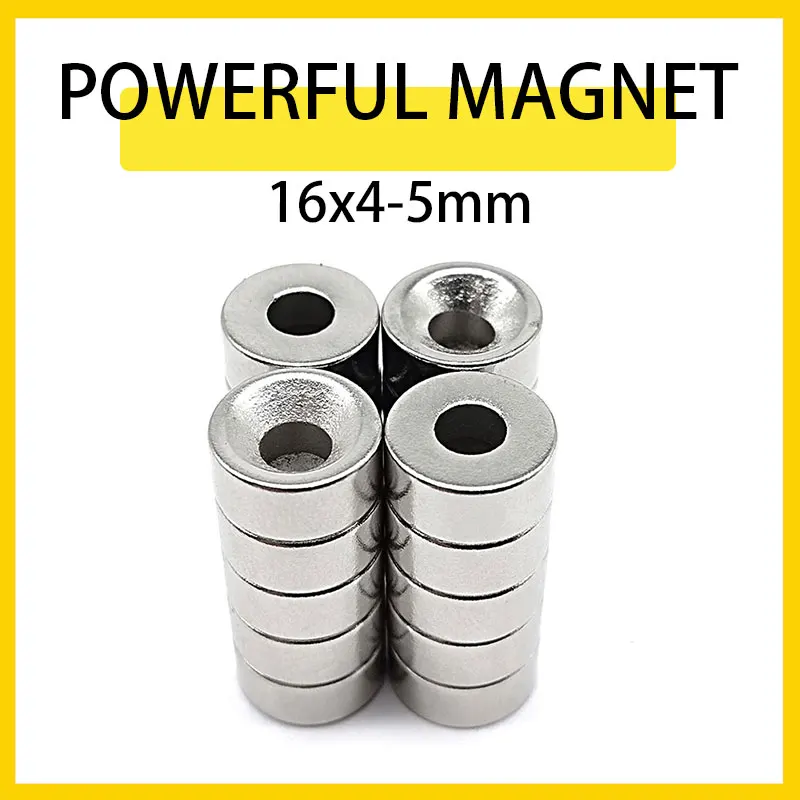 

2~50PCS 16x4-5mm N35 Strong Magnets 16mm x 4mm Hole 5mm Countersunk Neodymium Magnet 16*4 -5mm Permanent NdFeB Magnetic Disc