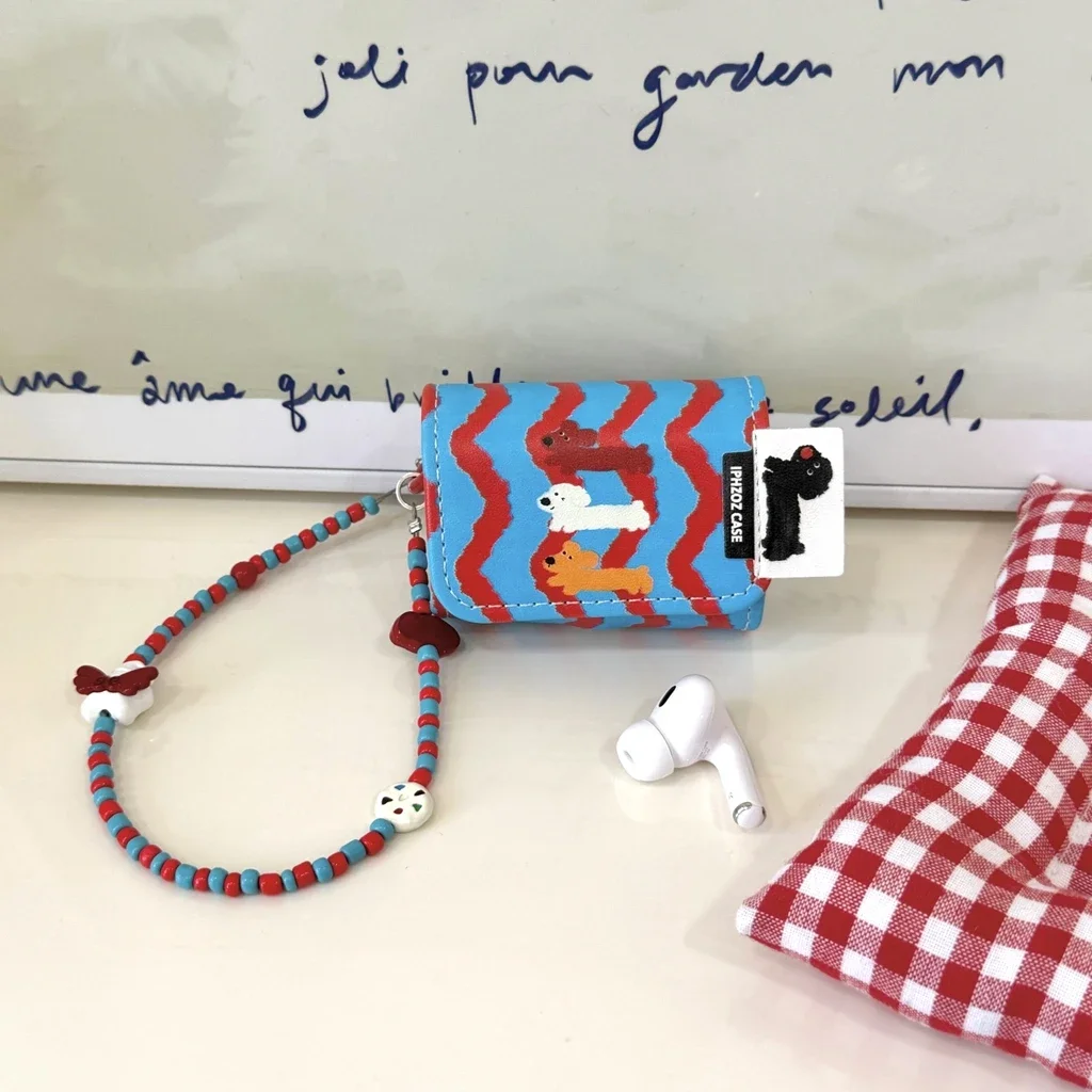 Противоударный защитный чехол для AirPods 1 или 2 3 Pro из мягкой кожи с подвеской в