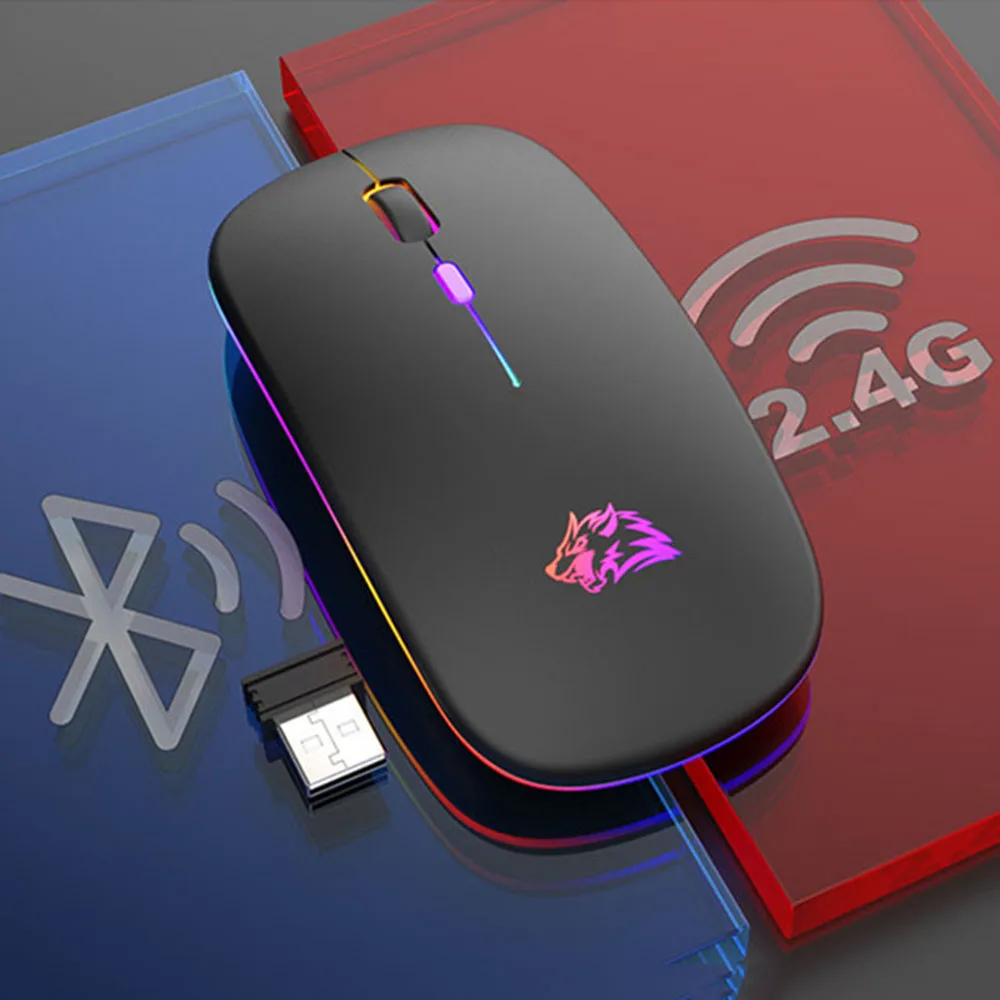 

ZIYOULANG Wireless Dual Mode Charging Mouse 2.4GHz Bluetooth RGB Silent Click Suitable for PC, IPad, Laptop, Mobile TV