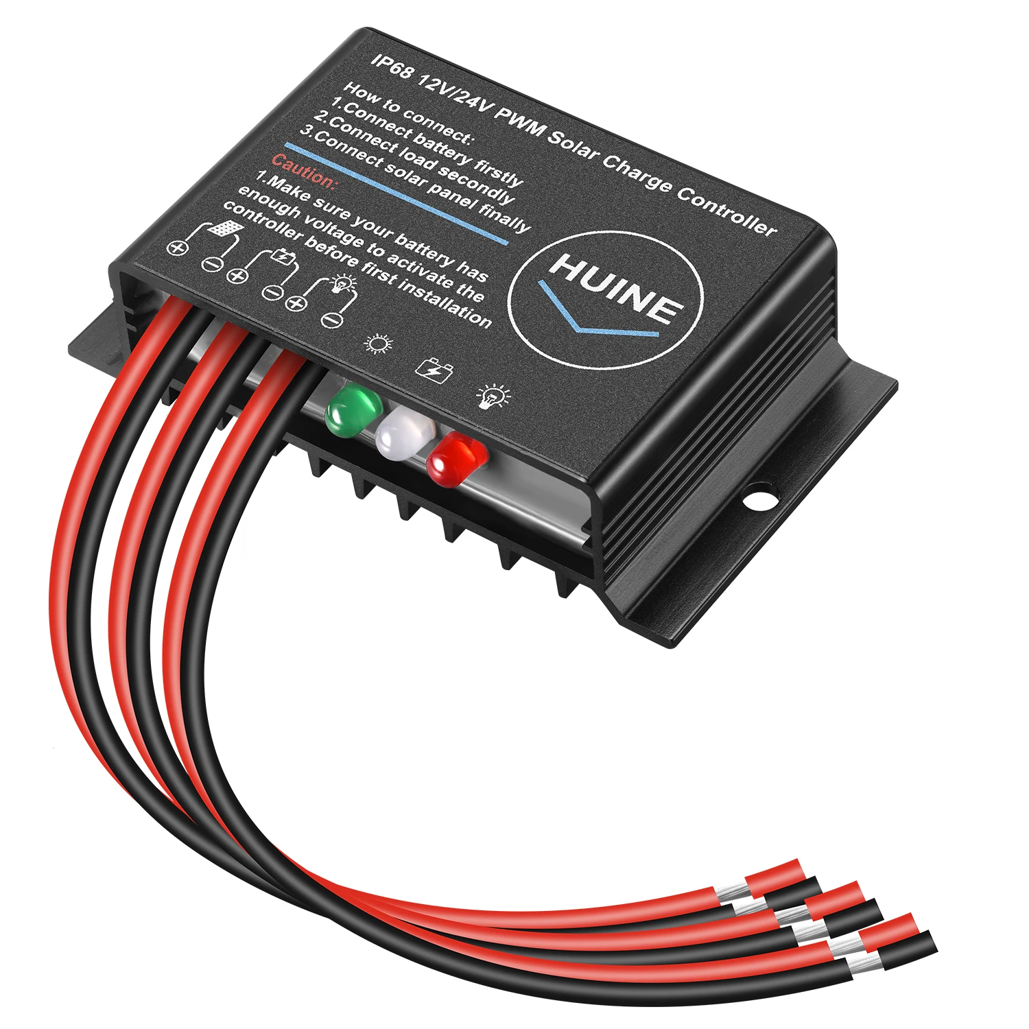 10A 20A 12V 24V водонепроницаемый PWM мини контроллер заряда солнечной батареи IP68 с кабелем