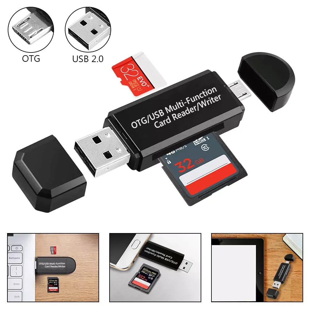 

Micro USB OTG 2 in 1 USB 2.0 Adapter SD Card Reader For Android Phone Tablet PC Memery Cards Reading Device Free shipping