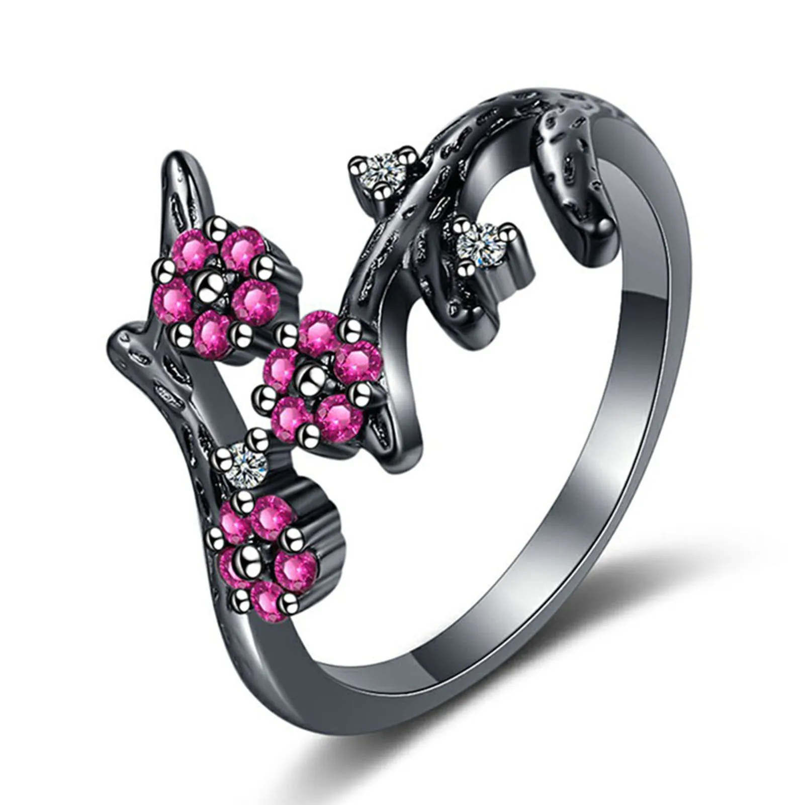 

Adjustable Ring Copper Zircon Embedded Design Anniversary Birthday Jewelry Gifts For Women Lady